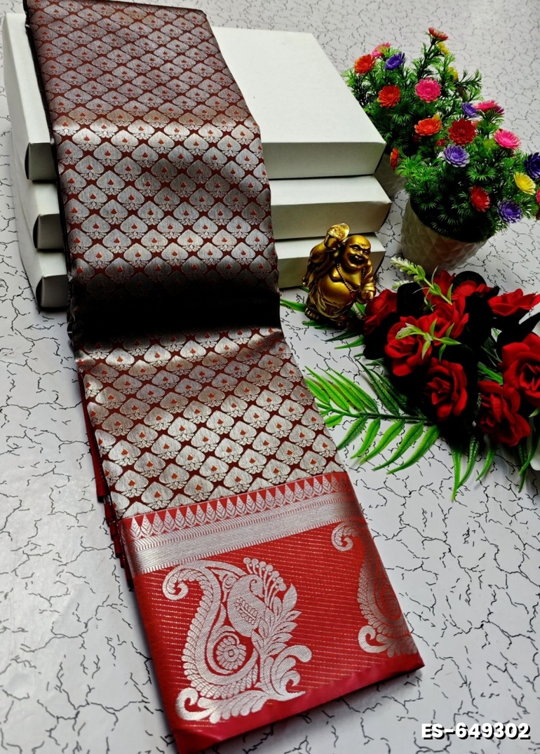 ELITE BRIDAL PICK &PICK SILK SAREES AND WEDDING ART SILK SAREES - MERUN (3)