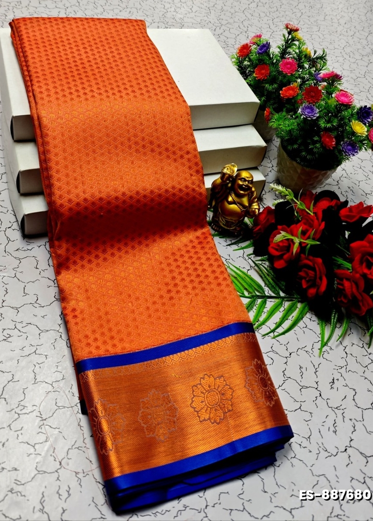 ELITE BRIDAL PICK &PICK SILK SAREES AND WEDDING ART SILK SAREES - TANGERINE COLOUR (2)