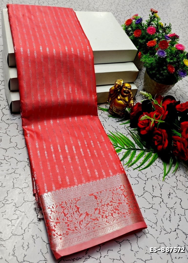 ELITE BRIDAL PICK &PICK SILK SAREES AND WEDDING ART SILK SAREES - CORAL COLOUR (4)