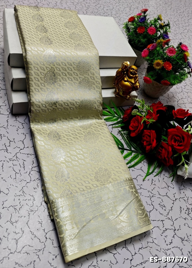 ELITE BRIDAL PICK &PICK SILK SAREES AND WEDDING ART SILK SAREES - IVORY COLOUR (1)