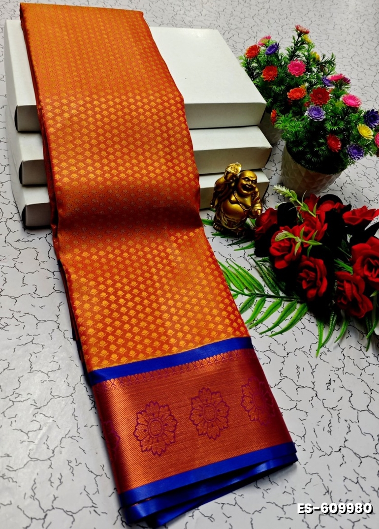 ELITE BRIDAL PICK &PICK SILK SAREES AND WEDDING ART SILK SAREES - TANGERINE COLOUR (3)