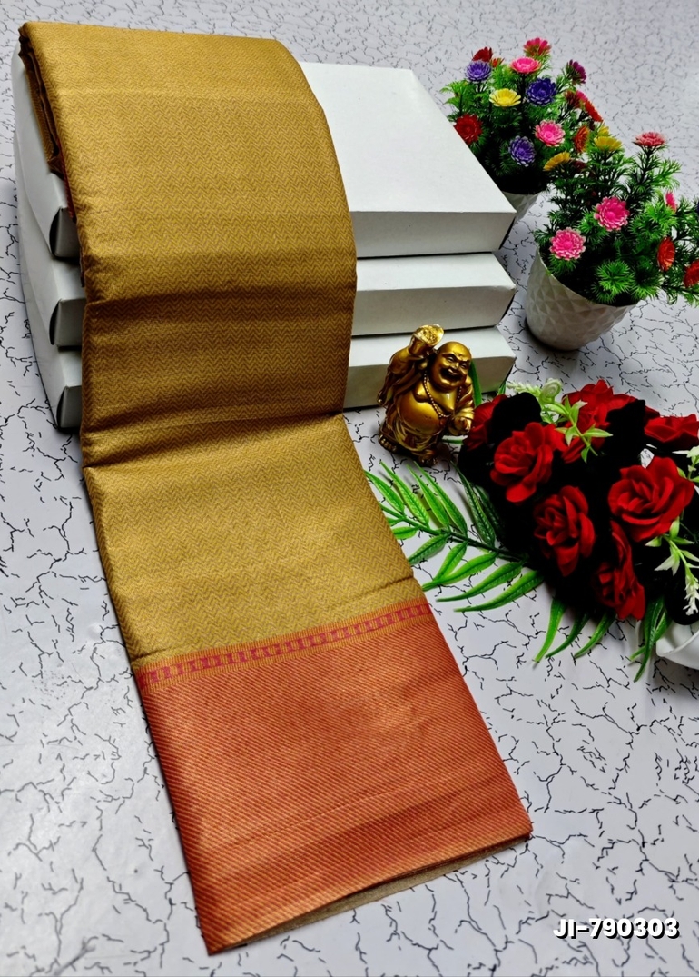 JYOTHIKA INSPIRED TRENDING LINEN TISSUE TYPE SILK SAREES - GOLD