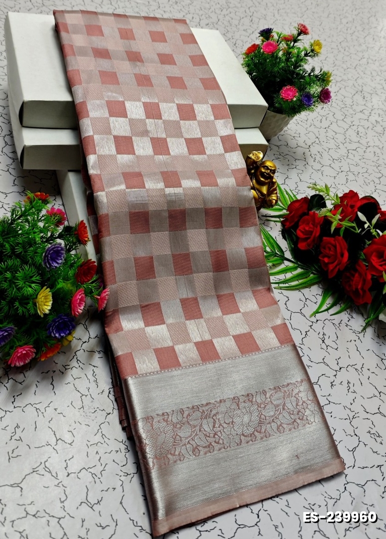 BRIDAL SILK GOLD SILVAR AND COPPER ZARI WEAVE AND WEDDING ART SILK SAREES - CREAM COLOR (1)