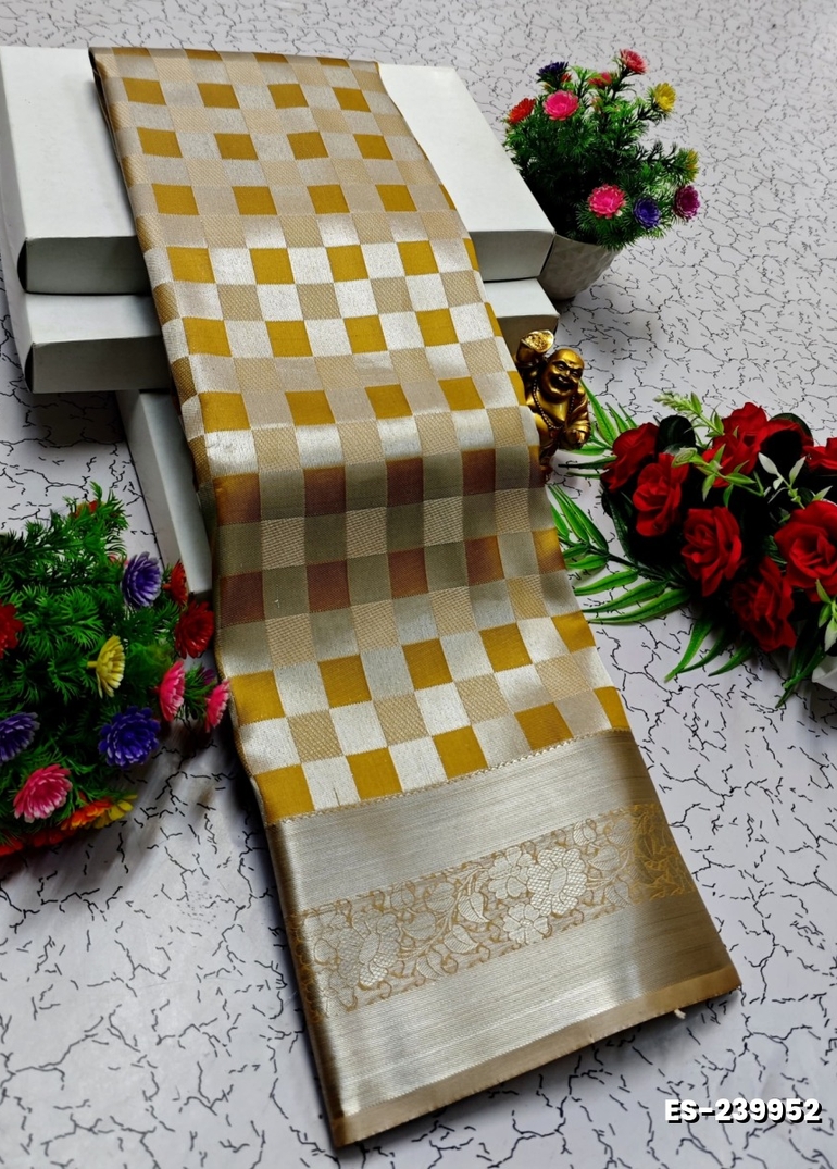 BRIDAL SILK GOLD SILVAR AND COPPER ZARI WEAVE AND WEDDING ART SILK SAREES - VENTHAYA COLOUR
