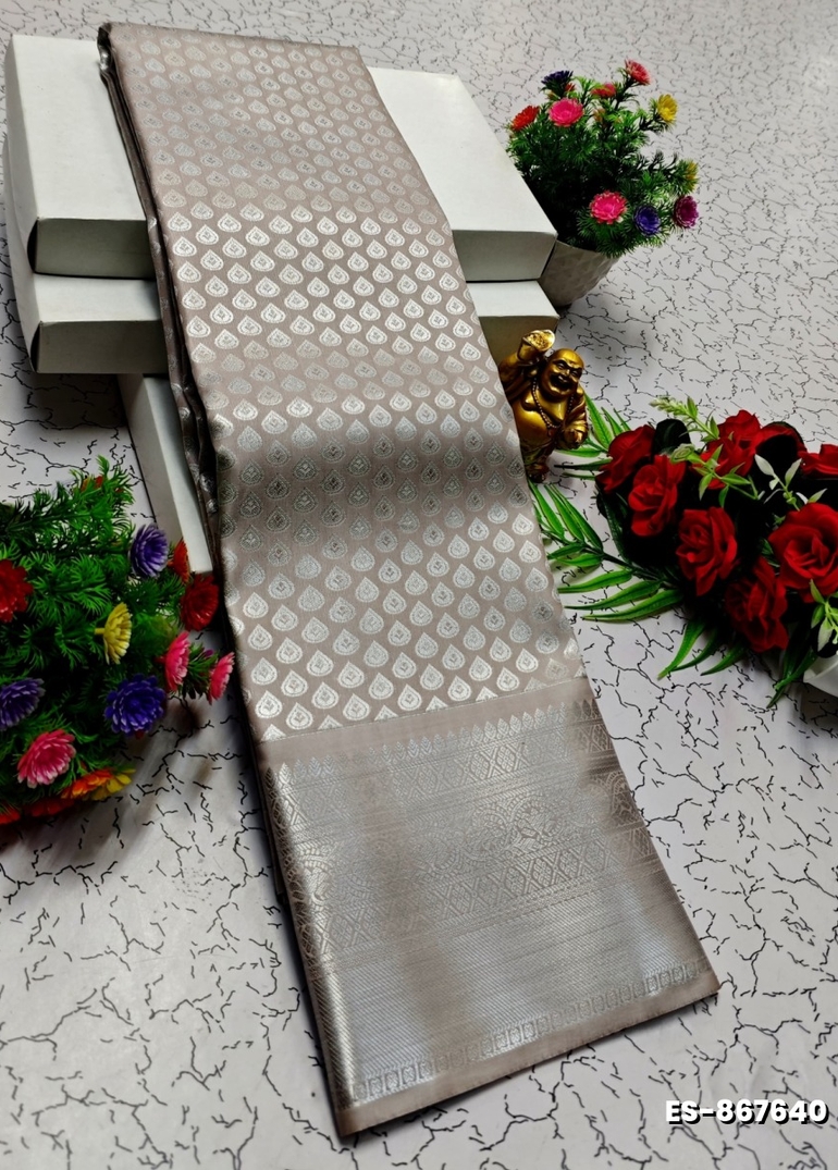 BRIDAL SILK GOLD SILVAR AND COPPER ZARI WEAVE AND WEDDING ART SILK SAREES - PETCH