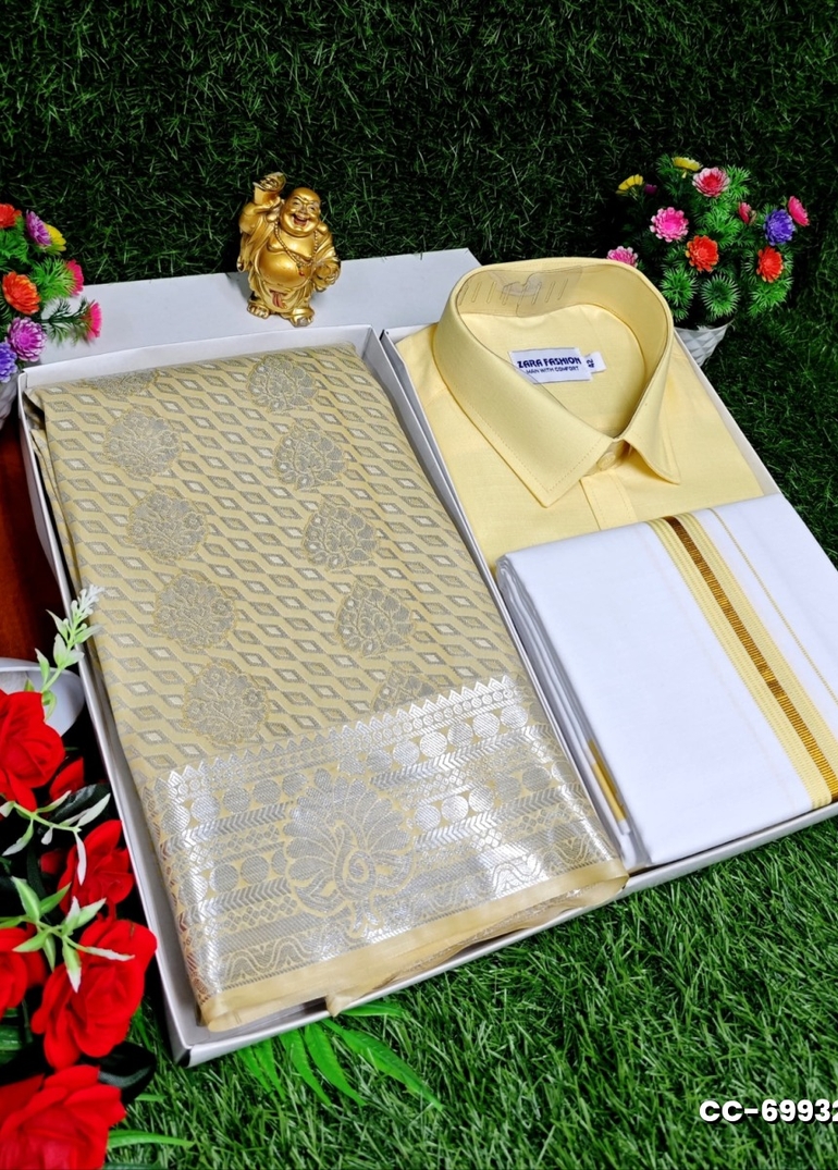 COUPLE COMBO MATCHING AND MATCHING TRADITIONAL SET MATCHING COMBO FOR FESTIVAL SEASONS - LIGHT SANDLE