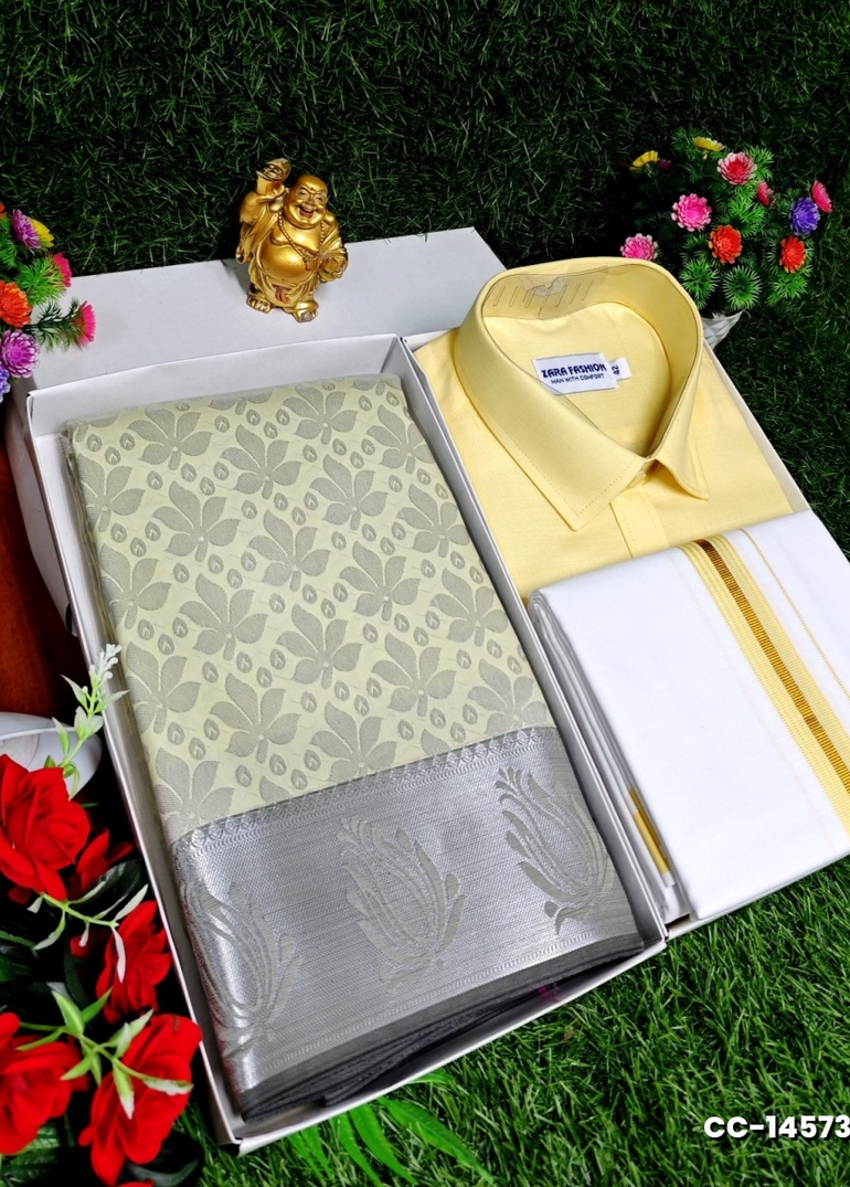 COUPLE COMBO MATCHING AND MATCHING TRADITIONAL SET MATCHING COMBO FOR FESTIVAL SEASONS - CREAM (2)