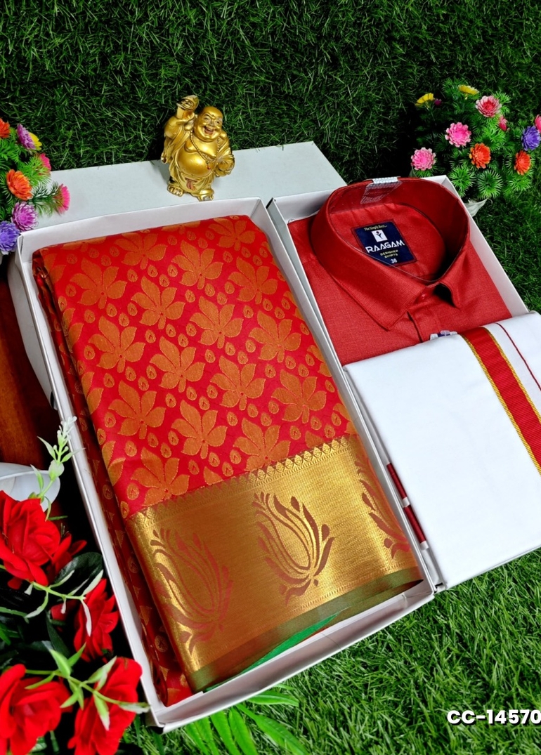 COUPLE COMBO MATCHING AND MATCHING TRADITIONAL SET MATCHING COMBO FOR FESTIVAL SEASONS - RED (2)