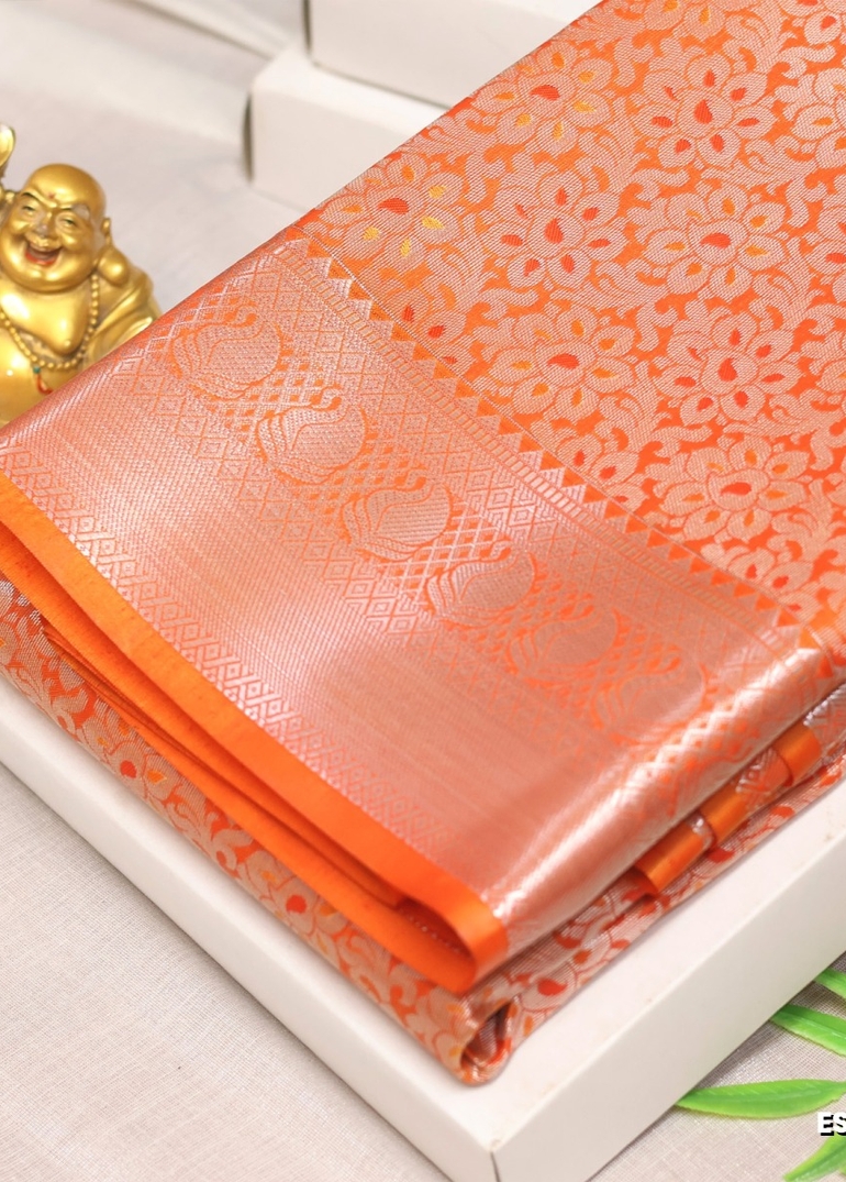 ELITE BRIDAL PICK &PICK SILK SAREES AND WEDDING ART SILK SAREES - ORANGE N (5)