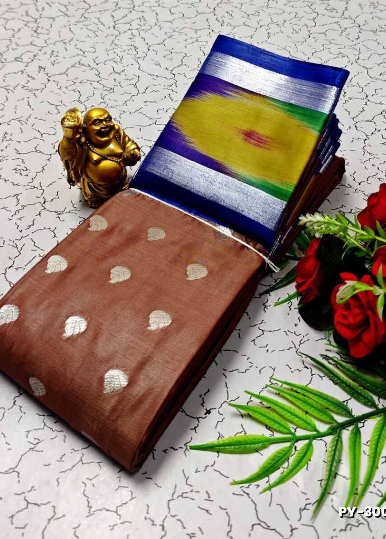 BANARASI POCHAMPALLY ALL OVER BODY SILVAR ZARI BUTTA DESIGN   FUNCTION WEAR SOFT SILK SAREES - ONIYAN PINK