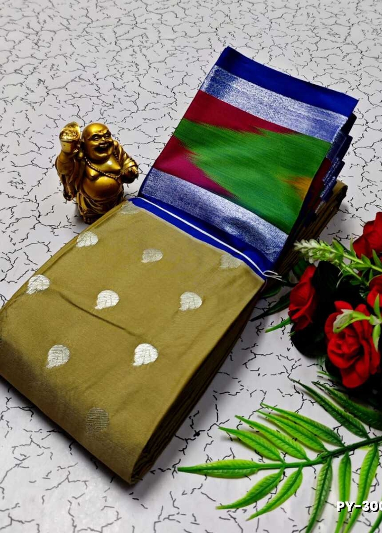 BANARASI POCHAMPALLY ALL OVER BODY SILVAR ZARI BUTTA DESIGN   FUNCTION WEAR SOFT SILK SAREES - BROWN