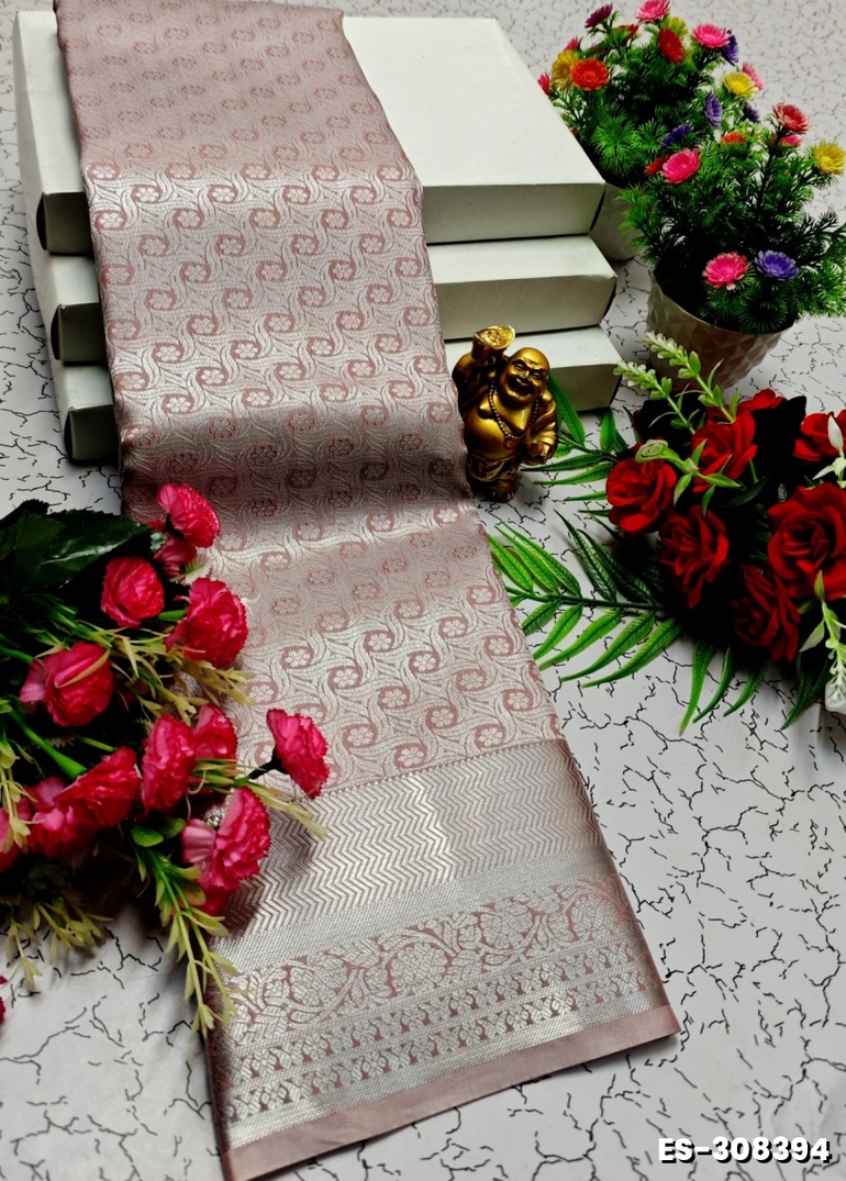 BRIDAL SILK GOLD SILVAR AND COPPER ZARI WEAVE AND WEDDING ART SILK SAREES - CHOCOLATE COLOR (2)