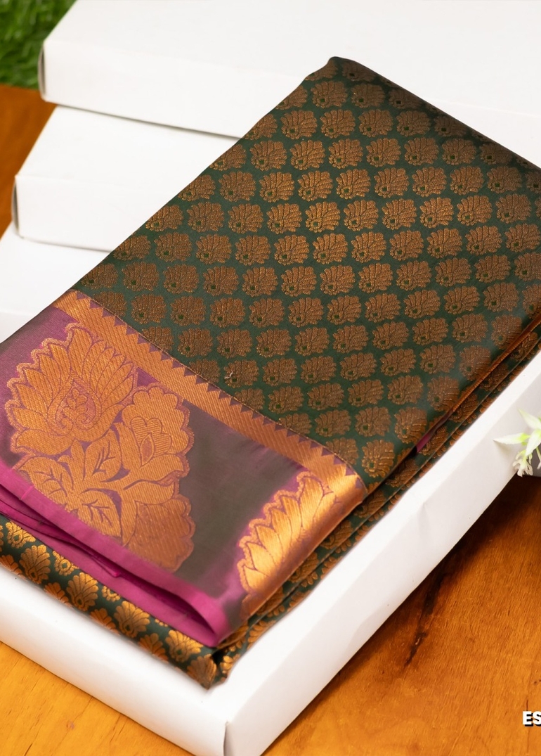 ELITE BRIDAL PICK &PICK SILK SAREES AND WEDDING ART SILK SAREES - BOTTLE GREEN (2)