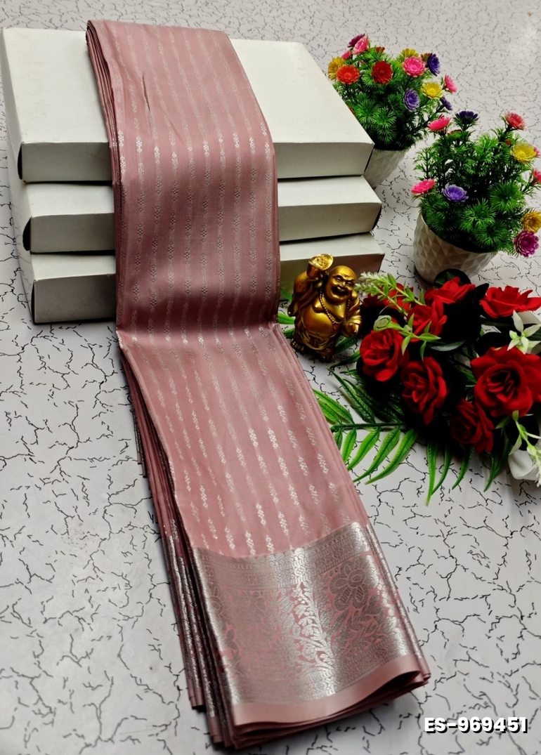BRIDAL SILK GOLD SILVAR AND COPPER ZARI WEAVE AND WEDDING ART SILK SAREES - ONIYAN PINK (2)