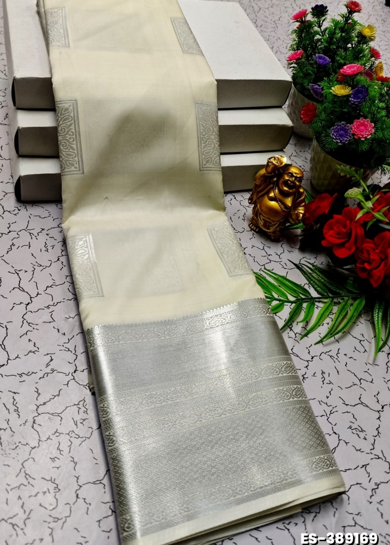 BRIDAL SILK GOLD SILVAR AND COPPER ZARI WEAVE AND WEDDING ART SILK SAREES - BEIGE COLOUR (6)