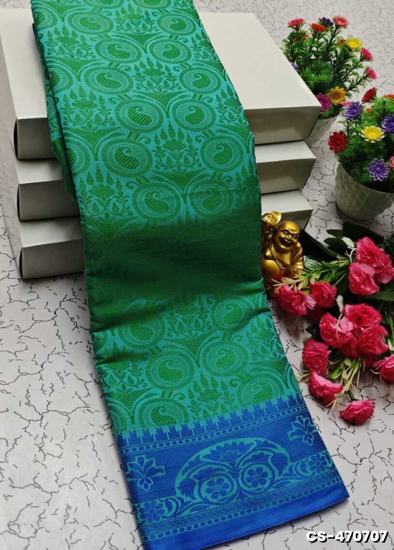 BRIDAL RAPIER COPPER SILK  FANCY  LIGHT WEIGHT SILK  SAREES - TEAL COLOUR (1)