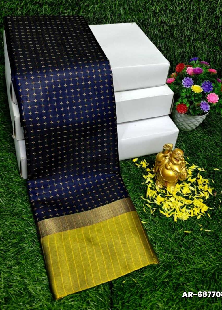 STAR SOFT SILK RICH LOOK DESIGN SOFT MATERIAL FUNCTION AND PART WEAR - NAVY COLOUR (1)