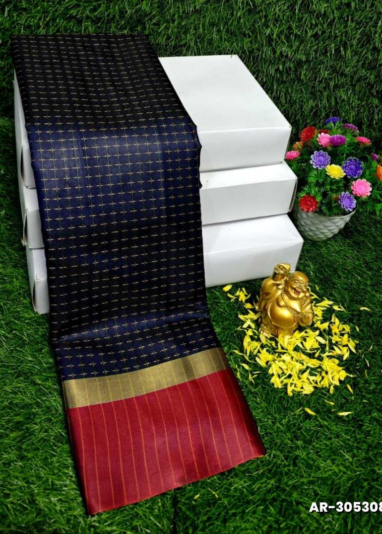 STAR SOFT SILK RICH LOOK DESIGN SOFT MATERIAL FUNCTION AND PART WEAR - NAVY COLOUR