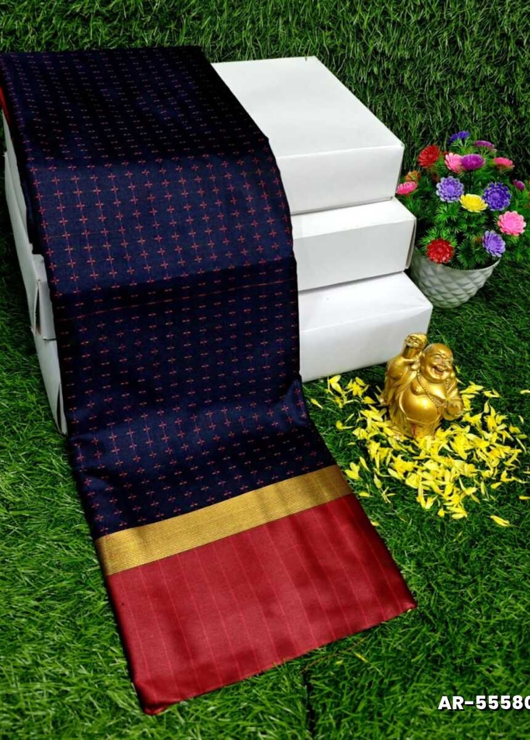 STAR SOFT SILK RICH LOOK DESIGN SOFT MATERIAL FUNCTION AND PART WEAR - NAVY COLOUR (2)