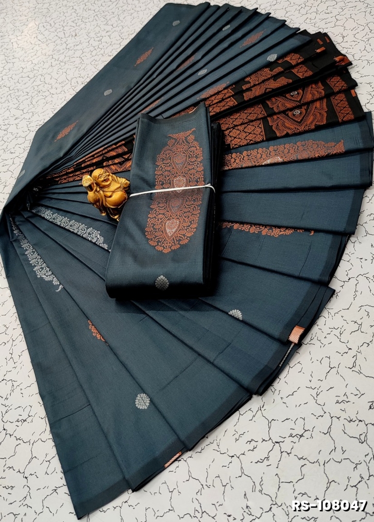 PREMIUM ROMEO SOFT SILK SAREE LIGHTWEIGHT MATERIAL EASY TO DRAPE AND WEAR - GRAY