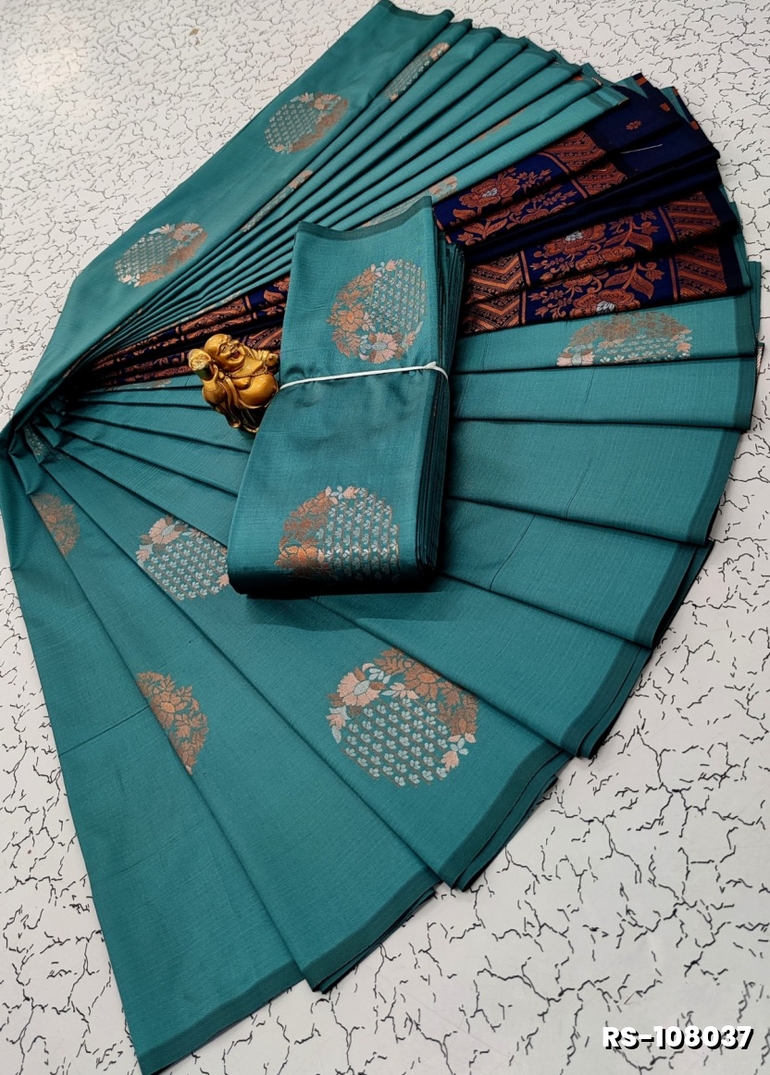 PREMIUM ROMEO SOFT SILK SAREE LIGHTWEIGHT MATERIAL EASY TO DRAPE AND WEAR - LIGHT BLUE