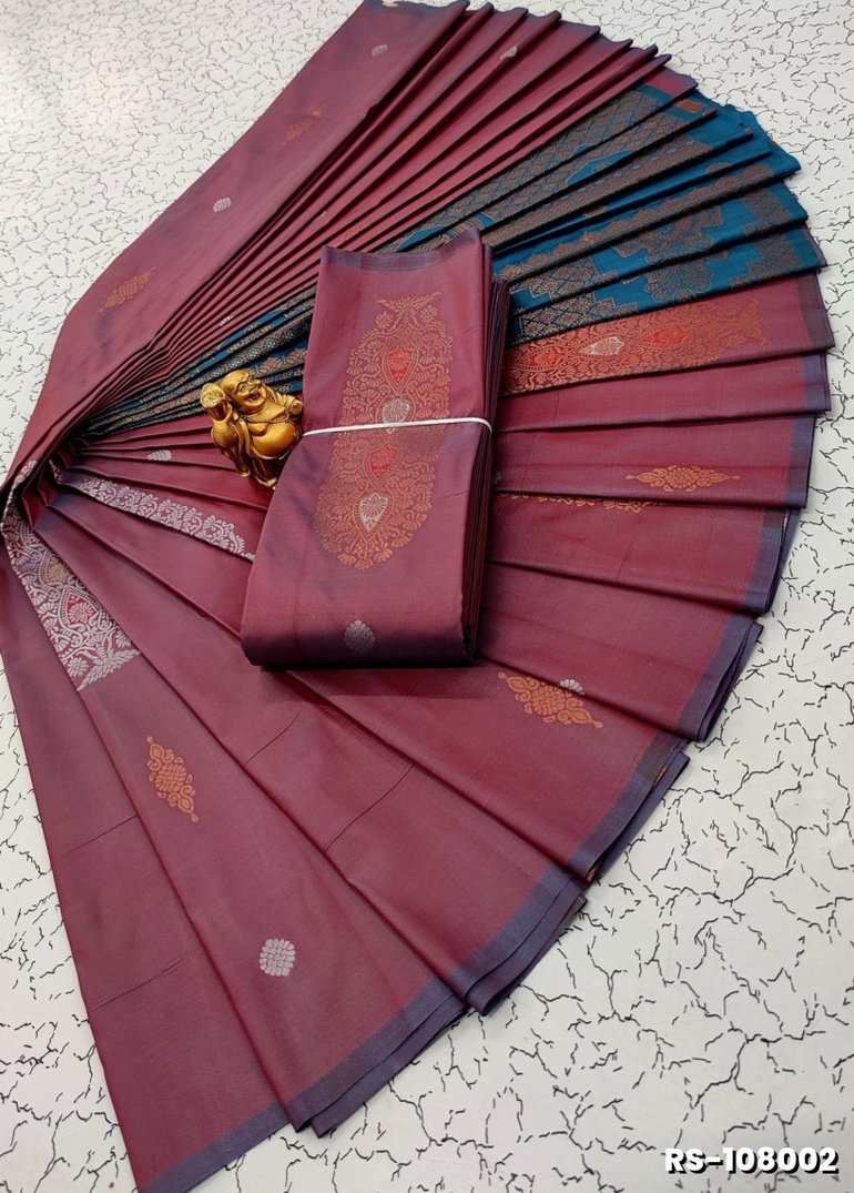 PREMIUM ROMEO SOFT SILK SAREE LIGHTWEIGHT MATERIAL EASY TO DRAPE AND WEAR - MERUN