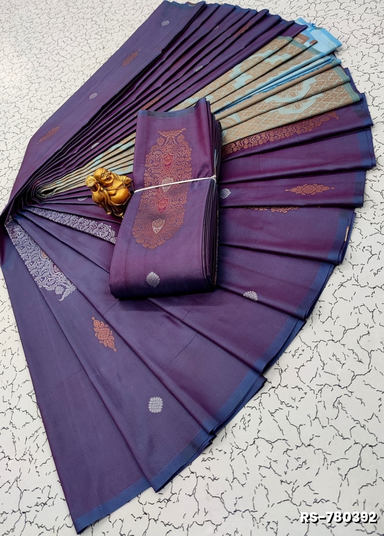 PREMIUM ROMEO SOFT SILK SAREE LIGHTWEIGHT MATERIAL EASY TO DRAPE AND WEAR - LIGHT BLUE N