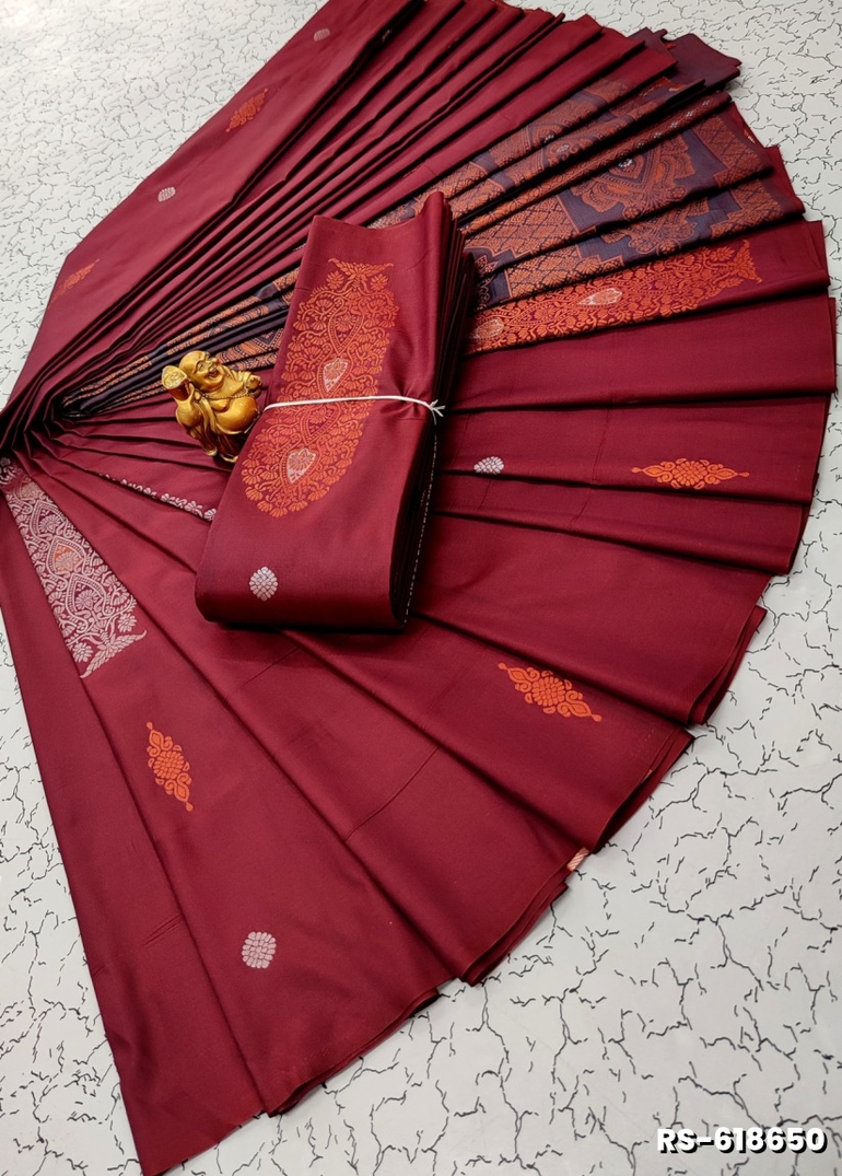 PREMIUM ROMEO SOFT SILK SAREE LIGHTWEIGHT MATERIAL EASY TO DRAPE AND WEAR - MEJANTA (1)