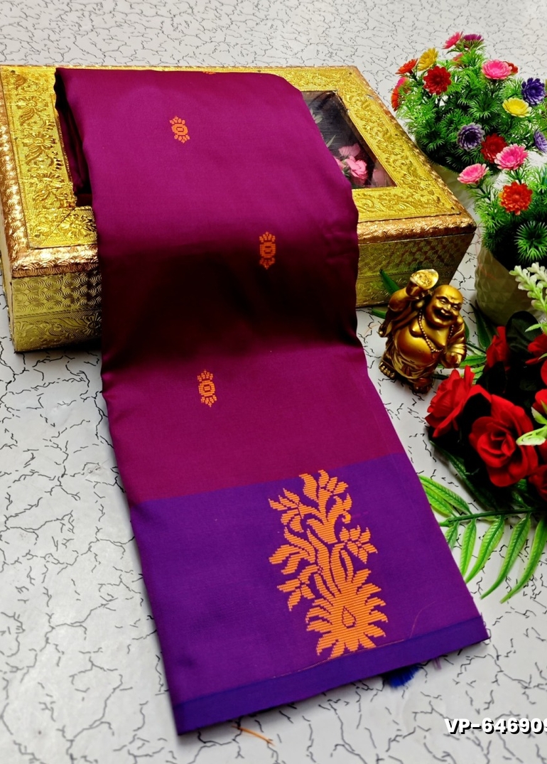 VAALAINAAR (VAZHAI) PATTU SOFT SILK SAREES FUNCTION AND FESTIVALS PERPECT WEAR - PURPLE COLOUR (2)