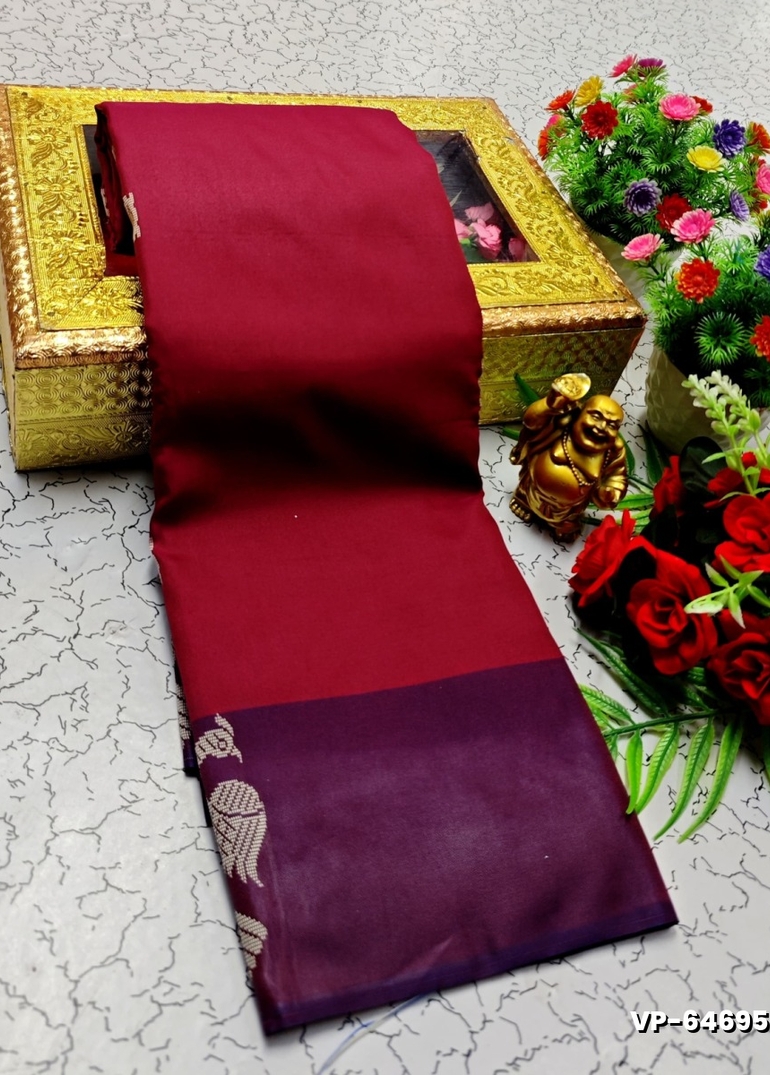 VAALAINAAR (VAZHAI) PATTU SOFT SILK SAREES FUNCTION AND FESTIVALS PERPECT WEAR - MEJANTA (2)