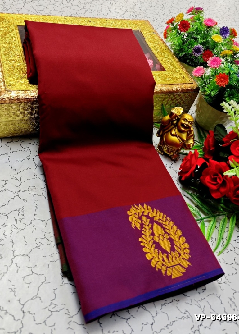 VAALAINAAR (VAZHAI) PATTU SOFT SILK SAREES FUNCTION AND FESTIVALS PERPECT WEAR - BROWN COLOUR