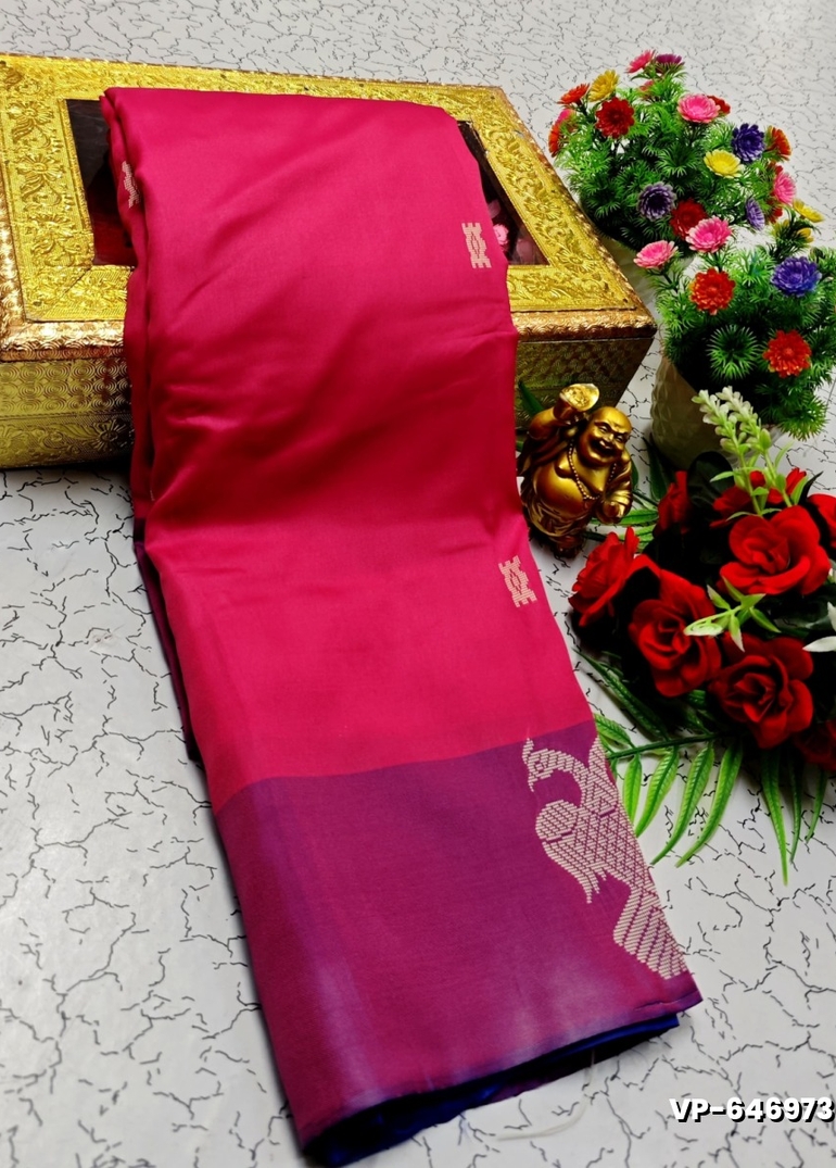 VAALAINAAR (VAZHAI) PATTU SOFT SILK SAREES FUNCTION AND FESTIVALS PERPECT WEAR - RUBY COLOUR (1)