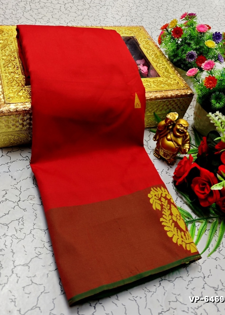 VAALAINAAR (VAZHAI) PATTU SOFT SILK SAREES FUNCTION AND FESTIVALS PERPECT WEAR - RED (1)