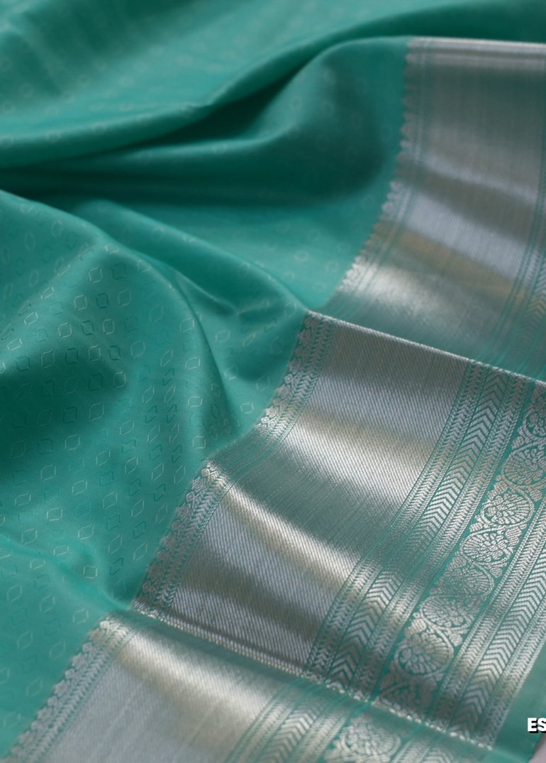 BRIDAL SILK GOLD SILVAR AND COPPER ZARI WEAVE AND WEDDING ART SILK SAREES - TUQUOISE