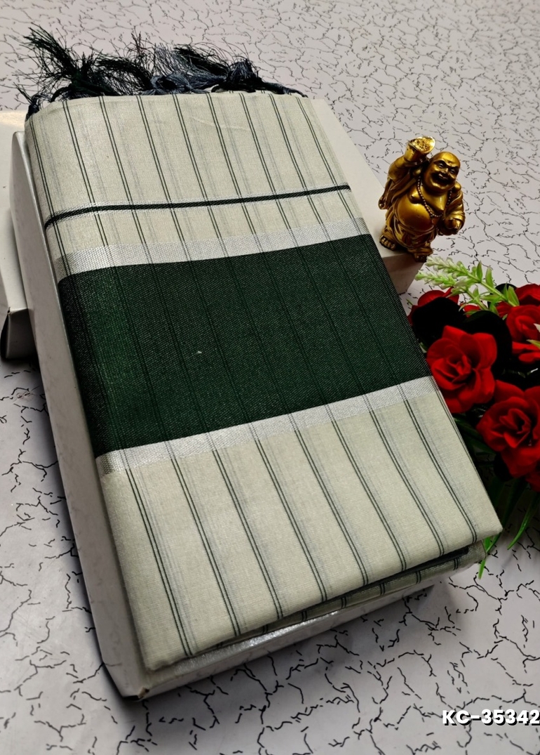 TRENDING KERALA SPECIAL FULL WORK EMBOSSED DIGITAL PRINTING TISSUE SAREE COLLECTIONS - WHITE (70)