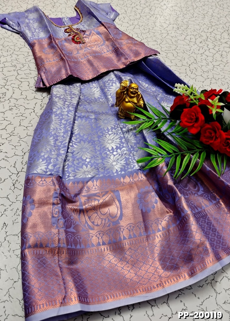 TRADITIONAL KIDS PATTU PAVADAI SET FUNCTION AND FESTIVAL WEAR - LEVENDOR