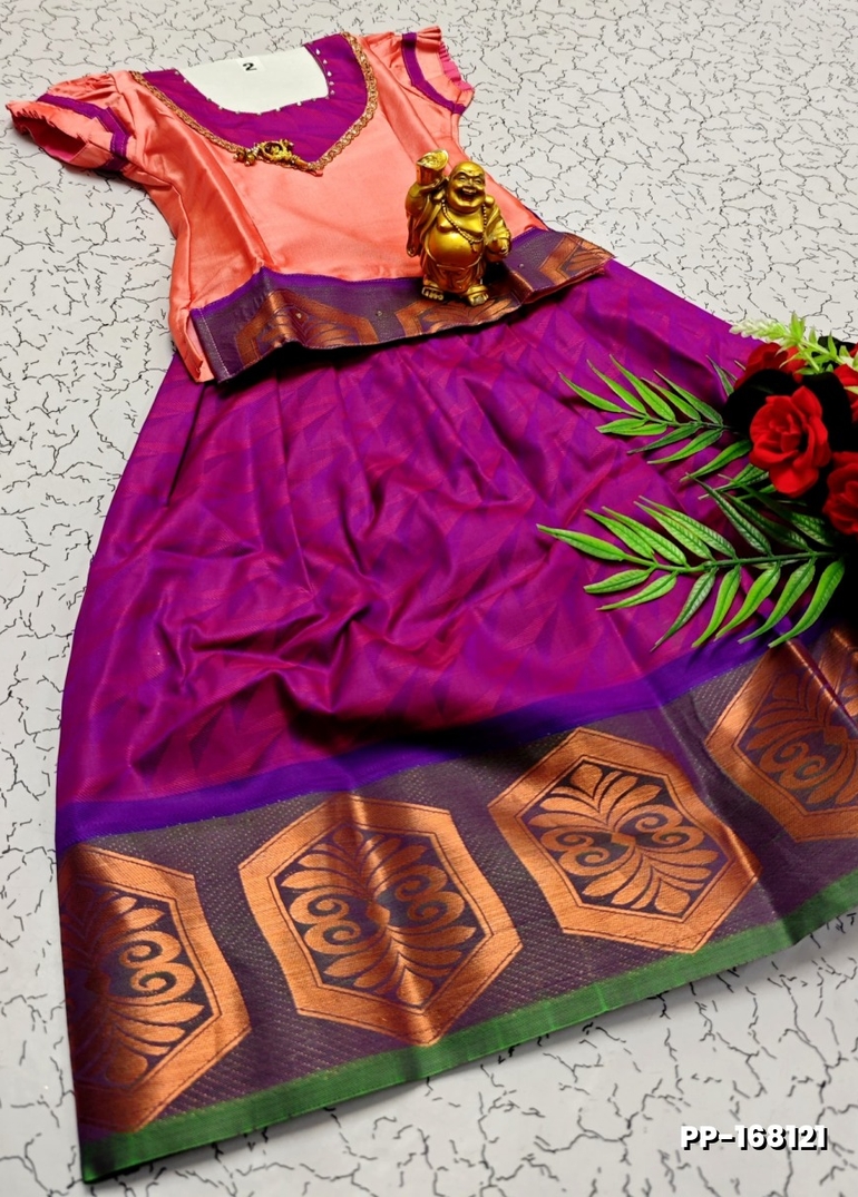TRADITIONAL KIDS PATTU PAVADAI SET FUNCTION AND FESTIVAL WEAR - BABY PINK (1)