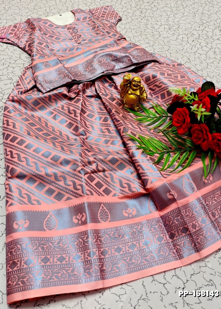 TRADITIONAL KIDS PATTU PAVADAI SET FUNCTION AND FESTIVAL WEAR - LIGHT PINK (1)