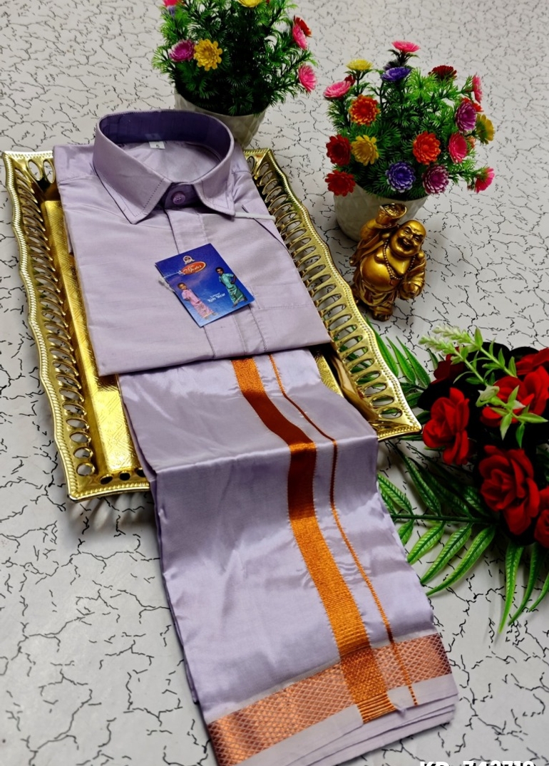 KIDS SHIRTS & DHOTIS COMBO FOR MENS ADJUSTABLE DHOTIS WITH COLOUR MATCHING BORDER BEST CHOICE FOR BOYS - LEVENDOR