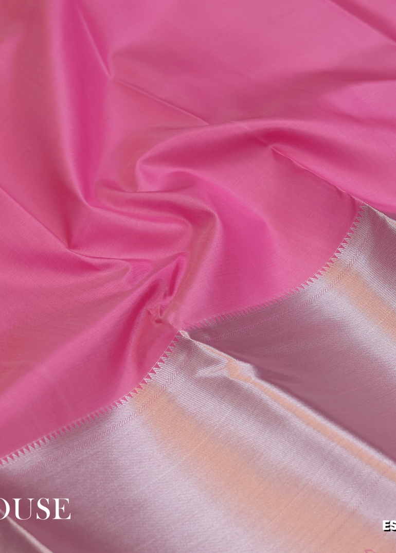 BRIDAL SILK GOLD SILVAR AND COPPER ZARI WEAVE AND WEDDING ART SILK SAREES - LIGHT PINK (6)