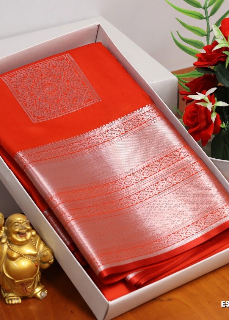 BRIDAL SILK GOLD SILVAR AND COPPER ZARI WEAVE AND WEDDING ART SILK SAREES - LIGHT PINK (7)