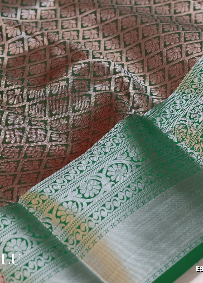 BRIDAL SILK GOLD SILVAR AND COPPER ZARI WEAVE AND WEDDING ART SILK SAREES - DARK PINK (6)