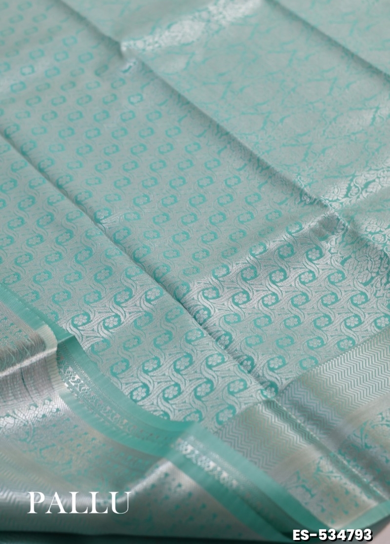 BRIDAL SILK GOLD SILVAR AND COPPER ZARI WEAVE AND WEDDING ART SILK SAREES - TURQUOISE GREEN (2)