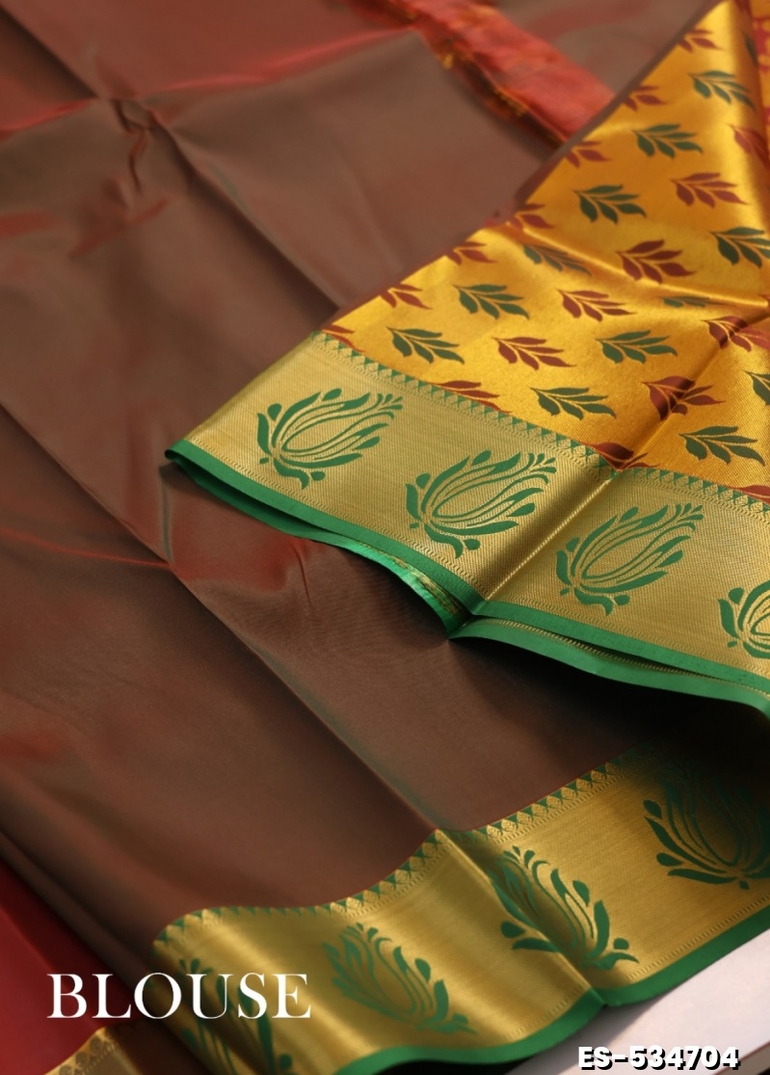 BRIDAL SILK GOLD SILVAR AND COPPER ZARI WEAVE AND WEDDING ART SILK SAREES - RED (1)