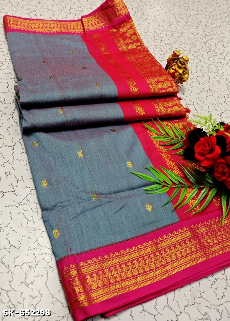 TRENDING DIGITAL EMBROIDERY ZARI WORK  KALIYANI COTTON SAREES FESTIVAL WEAR