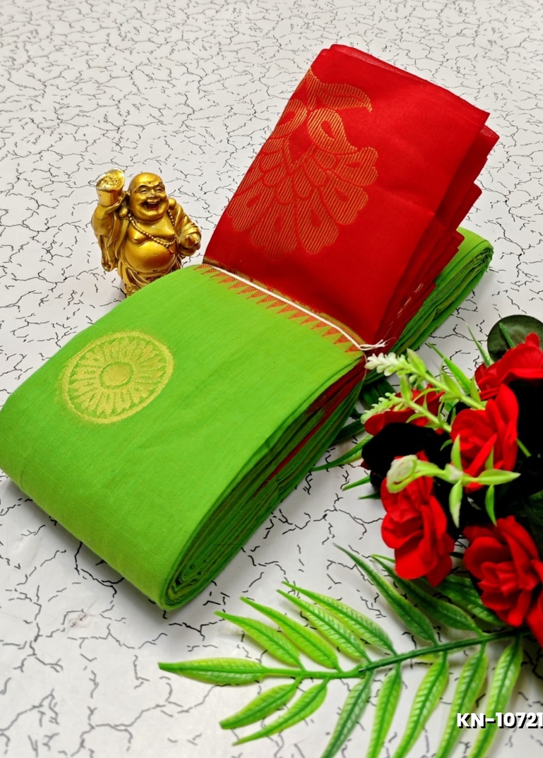 Korvai kotanji Trendy & Fancy bhutta and 2/100  Silk Cotton Sarees Function wear - PARET GREEN (1)