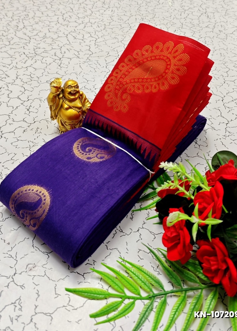 Korvai kotanji Trendy & Fancy bhutta and 2/100  Silk Cotton Sarees Function wear - PURPLE COLOUR