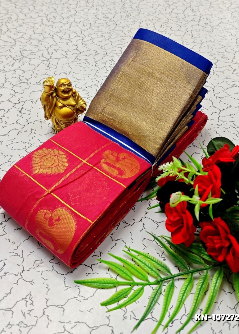 Korvai kotanji Trendy & Fancy bhutta and 2/100  Silk Cotton Sarees Function wear - CORAL COLOUR (1)