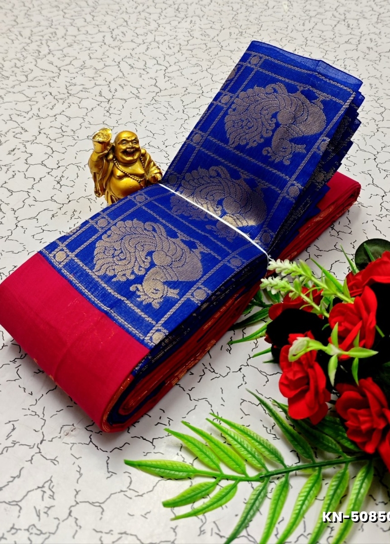 Korvai kotanji Trendy & Fancy bhutta and 2/100  Silk Cotton Sarees Function wear - RED (2)