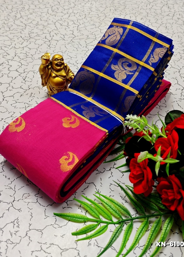 Korvai kotanji Trendy & Fancy bhutta and 2/100  Silk Cotton Sarees Function wear - PINK